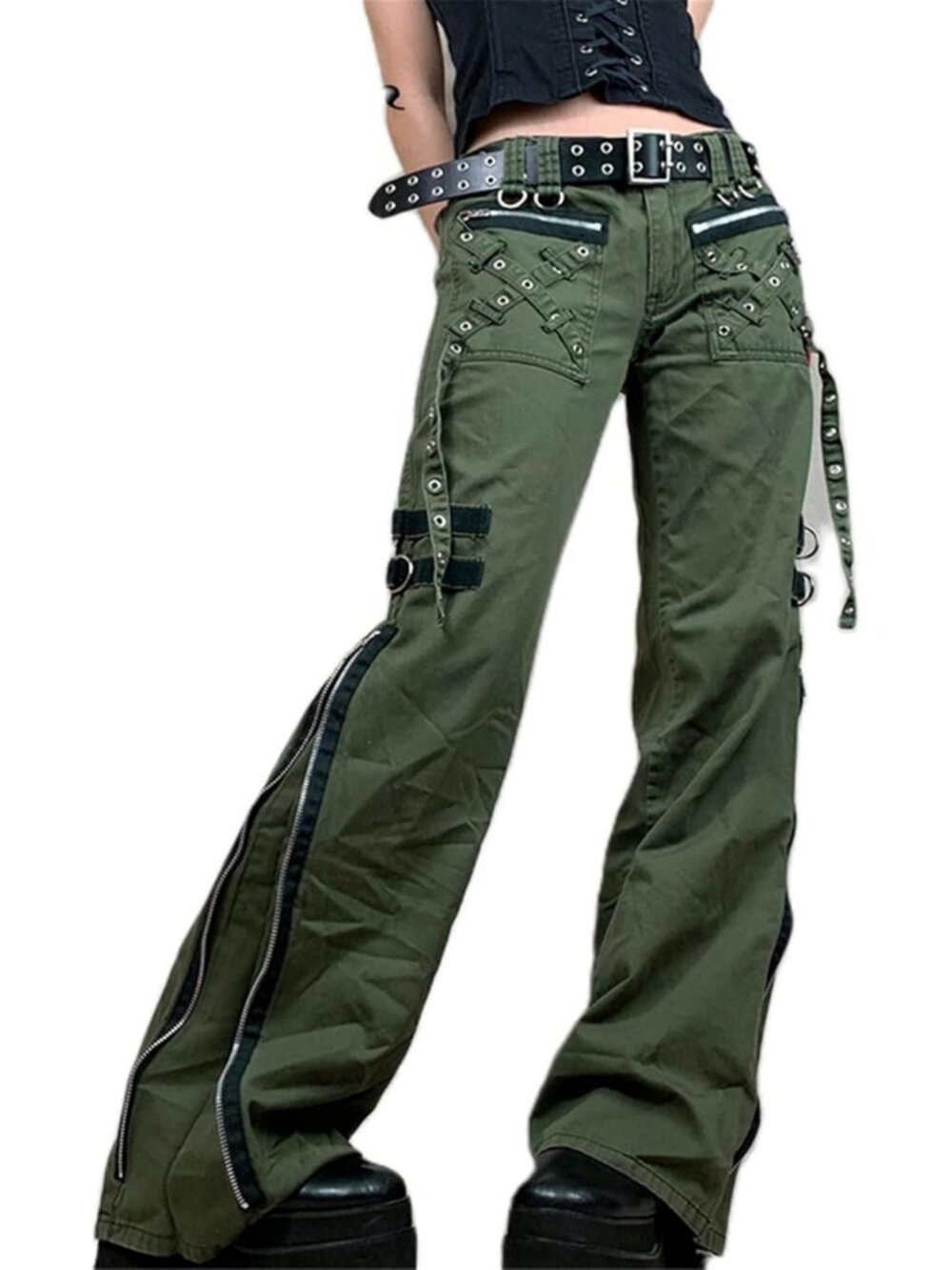 Y2K Vintage Wide Leg Denim Jeans for Women | Aesthetic Goth Style Pants